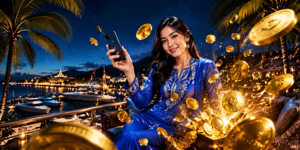 Pengguna wanita Malaysia menggunakan aplikasi mudah alih 55100 di Langkawi